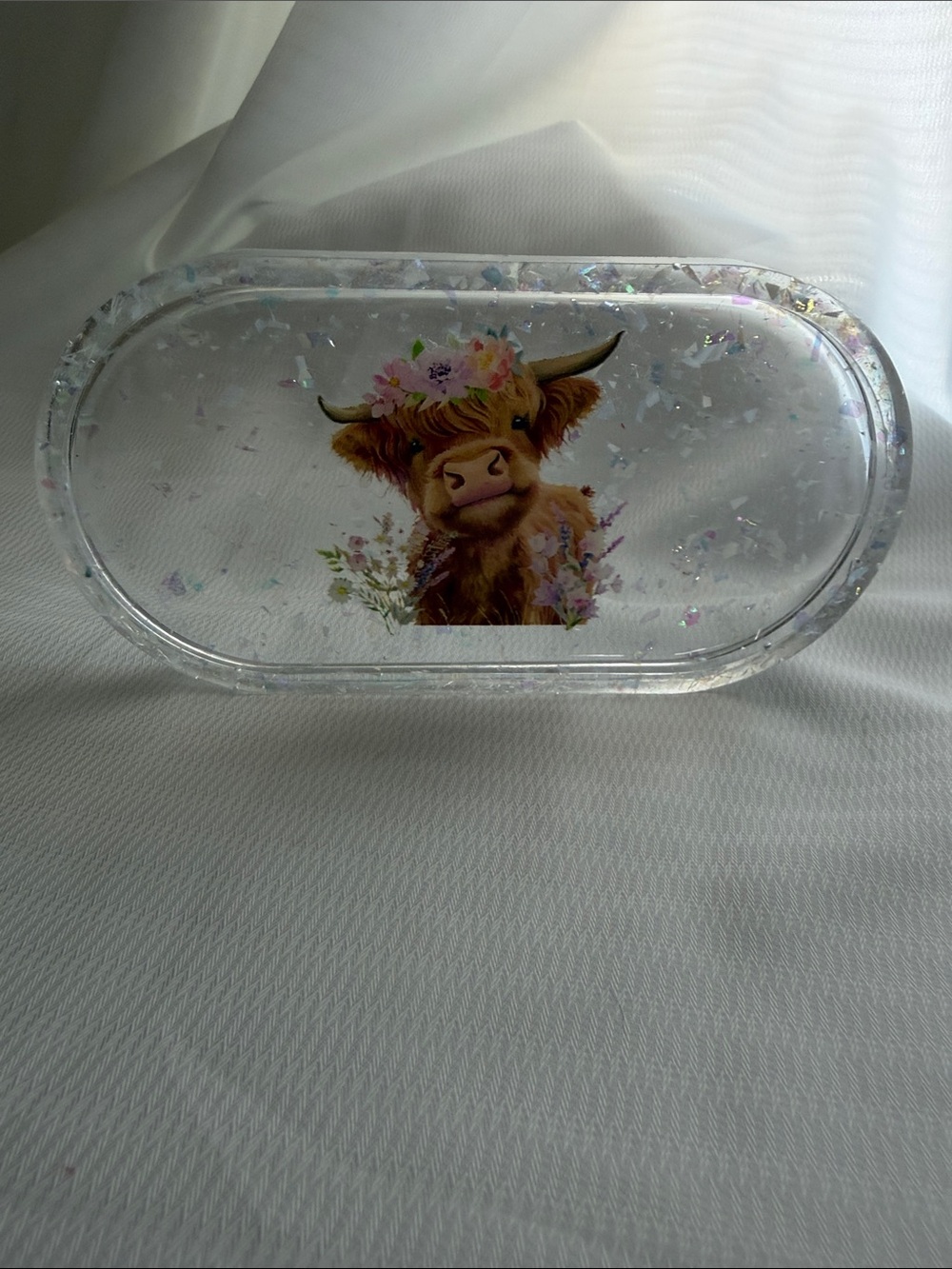 Handmade Resin  Tray with  Highland Cow - Picture 2 of 2